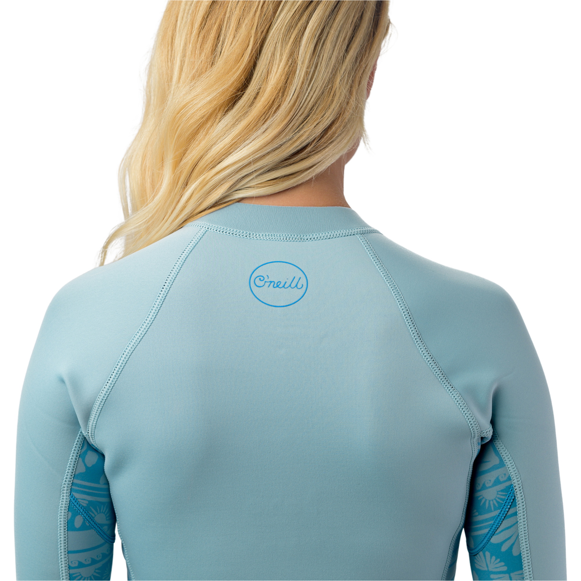 2026 O'Neill Dame Bahia 2/1mm Front Zip Springsuit Våddragt 5363 - Chmby Blå / Surf Abstract / Chmby Blå